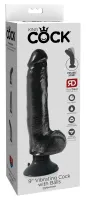 king cock wibrator model 23 cm czarny z przyssawką i jądrem