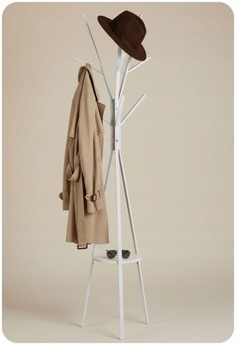WIESZAK NA ODZIEŻ UBRANIA KURTKI STOJĄCY PODŁOGOWY PÓŁKA BIAŁY STOJAK na Arena.pl