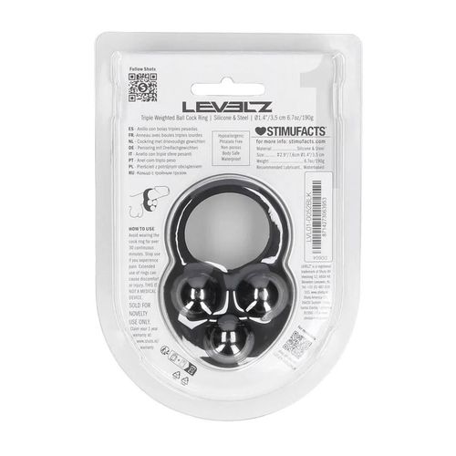 Liquid Silicone Triple Weighted Ball Cockring - Black na Arena.pl