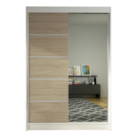 Szafa przesuwna Lino III z lustrem 120cm garderoba - BIAŁY/SONOMA