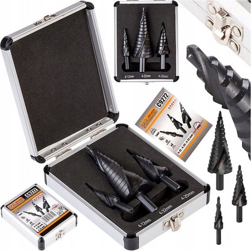 ROZWIERTAK METALU WIERTŁA CHOINKOWE STOPNIOWE SPIRALNE STOŻKOWE 4-32MM na Arena.pl