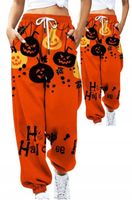 SPODNIE DRESOWE JOGGERY DAMSKIE HALLOWEEN JESIEŃ DYNIA ELASTYCZNE M L