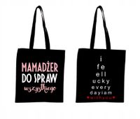 EKO TORBA czarna super nadruk Napis PREZENT ŚWIĘTA