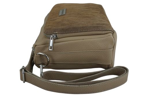 Codzienna torebka ze skóry naturalnej z zamszem - Beżowa na Arena.pl