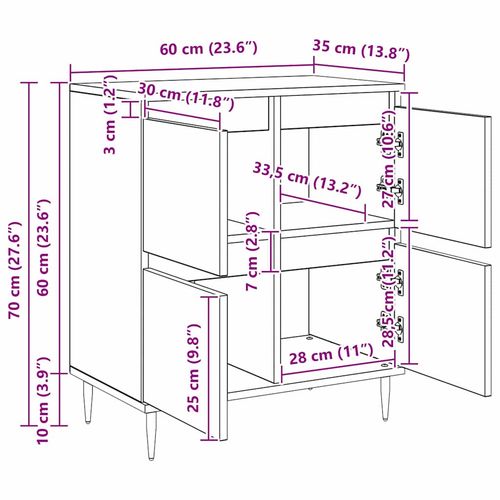 Bufet Brązowy 60 x 35 x 70 cm Materiał drewnopochodny na Arena.pl