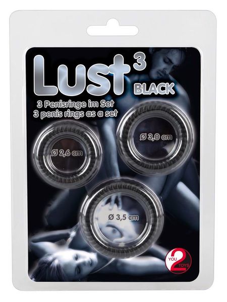 Lust 3 Cock Rings Black zdjęcie 1
