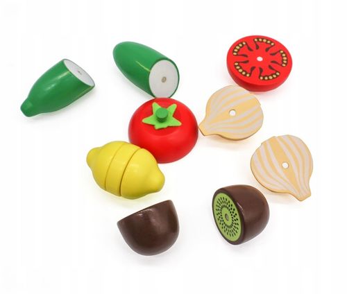 DREWNIANE OWOCE I WARZYWA DO KROJENIA NA RZEP DLA DZIECI 17 ELEMENTÓW XXL na Arena.pl