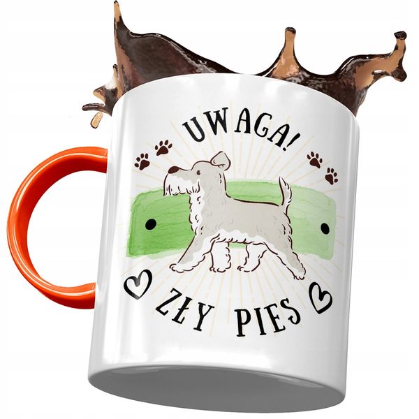 Kubek Pomarańczowy Z Pieskiem Psem Słodki Prezent Z Nadrukiem Ze Zdjęciem zdjęcie 1