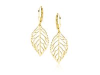 Eleganckie wiszące pozłacane srebrne kolczyki celebrytki listki liście  srebro 925 Z1689D_G