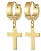 KOLCZYKI MĘSKIE ZŁOTE KRZYŻYKI STAL CHIRURGICZNA