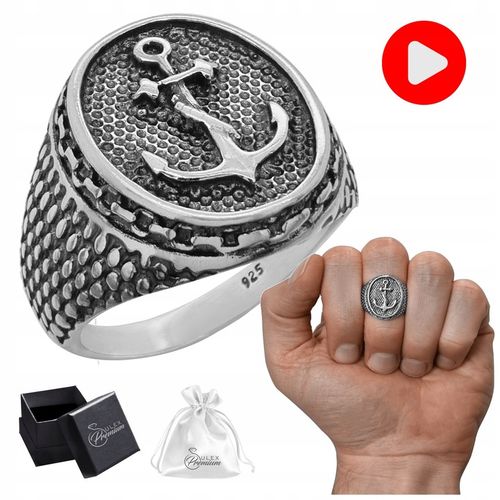 Sygnet Srebrny pr. 925 z Kotwicą Pierścień Żeglarski Marynarski | r. 24 na Arena.pl