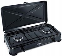 Kuchenka Płyta gazowa turystyczna KG200C czarna 2 Palniki Dwupalnikowa