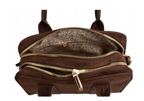 Flora&Co torebka kuferek zamsz CZEKOLADOWA elegancka CASUAL na Arena.pl