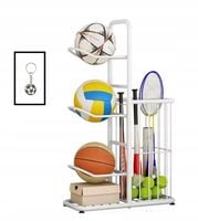 STOJAK NA PIŁKI NA 3 szt Z KOSZEM - piłka nożna, piłka do siatki, brelok