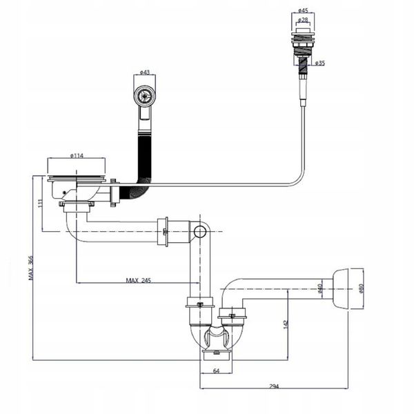 SYFON AUTOMATYCZNY JEDNOKOMOROWY CHROMOWANY PUSH zdjęcie 3