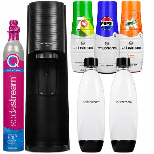 ZESTAW SATURATOR SODASTREAM TERRA BLACK Z 2 BUTELKAMI + SYROPY na Arena.pl