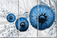 60 90CM OBRAZ 3 ELEM NIEBIESKI DMUCHAWIEC 2 DRUK PŁÓTNO RAMA