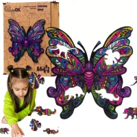 Puzzle drewniane eko 50 elementów. Kolorowy motyl