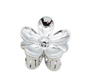 Piękna spinka klamra akrylowa kwiatek 7cm srebrny