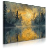 Obraz Do Salonu Zachód Słońca Jezioro Las Pejzaż Abstrakcja 90cm x 60cm