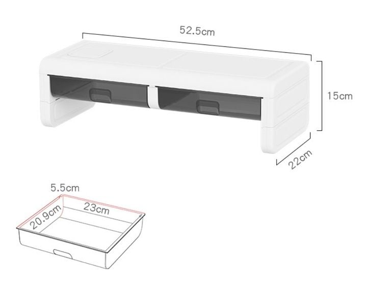 PÓŁKA PODSTAWKA POD MONITOR Z SZUFLADKAMI BIAŁA NADSTAWKA NA BIURKO RK2 zdjęcie 12