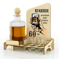 Karafka barek kieliszki z nadrukiem URODZINY 60