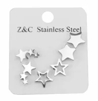 KOLCZYKI SREBRNE STAL CHIRURGICZNA 3 PARY STARS