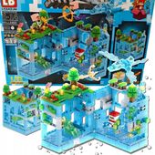 KLOCKI INPIROWANE MINECRAFT LODOWA JASKINIA SMOKA LED LEBO