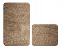 DYWANIK ŁAZIENKOWY MIĘKKI JASNY BRĄZ BEŻ ANTYPOŚLIZGOWY KOMPLET 2 szt.
