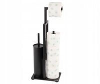 STOJAK NA SZCZOTKĘ WC I PAPIER TOALETOWY SZKŁO HARTOWANE CZARNE