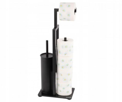 STOJAK NA SZCZOTKĘ WC I PAPIER TOALETOWY SZKŁO HARTOWANE CZARNE na Arena.pl