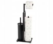 STOJAK NA SZCZOTKĘ WC I PAPIER TOALETOWY SZKŁO HARTOWANE CZARNE