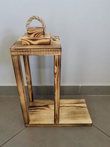 Lampion drewniany z krzyżem Latarnia 40cm Baza pod stroik Kwiaty Dekor nr3 na Arena.pl