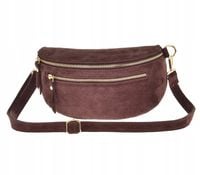 Laura Biaggi - nerka listonoszka skóra naturalna zamsz bordowy TS 04-505