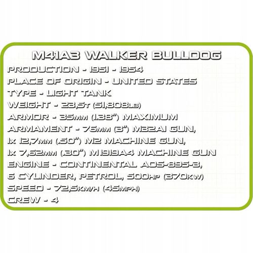 Klocki COBI-2239 Amerykański Czołg M41A3 WALKER BULLDOG na Arena.pl