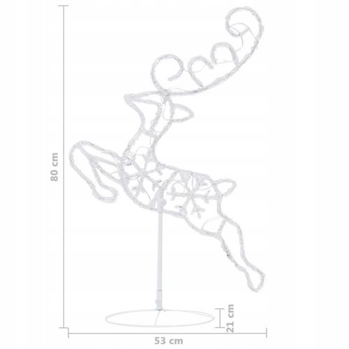 Świąteczne, lecące renifery z saniami, akryl, 260x21x87 cm na Arena.pl