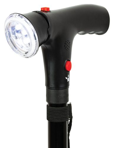 Laska składana z lampką LED i alarmem stabilna potrójna stopka na Arena.pl