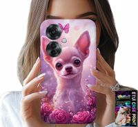 ETUI DO OPPO RENO11 F 5G - SŁODKA CHIHUAHUA NA RÓŻOWYM TLE KWIATAMI