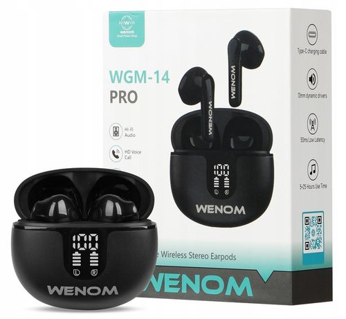 SŁUCHAWKI BEZPRZEWODOWE DOUSZNE WENOM WGM 14-PRO ANC 2 MIKROFONY LED EKRAN na Arena.pl