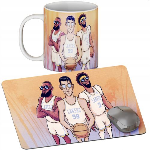 ZESTAW KUBEK + PODKŁADKA - LAKERS KOSZYKÓWKA - PREZENT WIELE WZORÓW + IMIĘ na Arena.pl