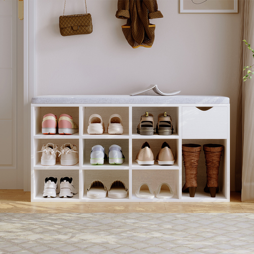 SZAFKA NA BUTY Z SIEDZISKIEM LOFT BIAŁA ŁAWKA PRZEDPOKÓJ NOWOCZESNA 100CM na Arena.pl