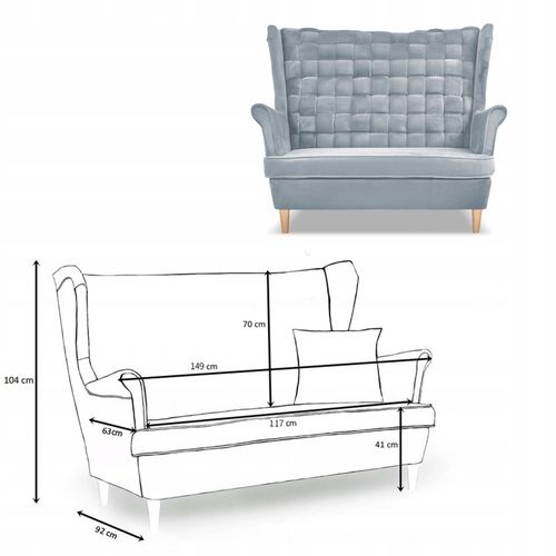 Zestaw wypoczynkowy Carol sofa fotele paski Family Meble błękitny na Arena.pl