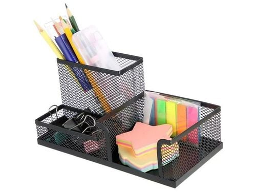 ORGANIZER NA BIURKO AKCESORIA METALOWY CZARNY STABILNY PRAKTYCZNY PORZĄDEK na Arena.pl