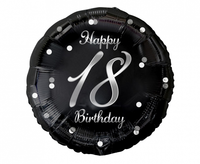 balon foliowy b&c happy 18 birthday czarny nadruk srebrny 18" | fg-o18s