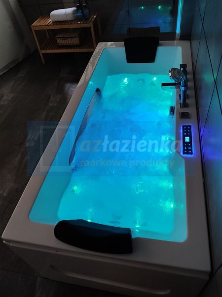 PROSTOKĄTNA WANNA Z HYDROMASAŻEM 180x80 SZYBA NEW! GRZAŁKA zdjęcie 4