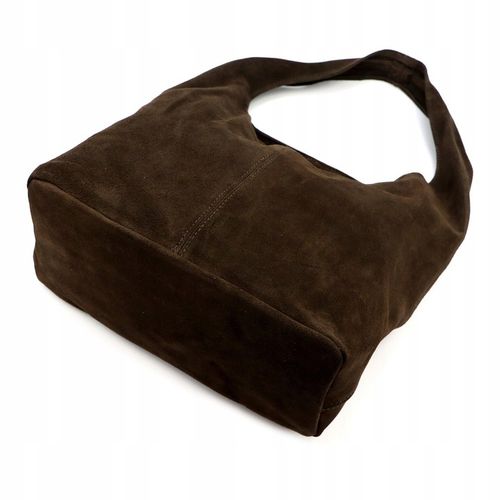 Laura Biaggi torebka shopper skóra naturalna zamszowa brązowy na ramię na Arena.pl