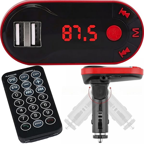 TRANSMITER FM BLUETOOTH ŁADOWARKA MP3 2XUSB SD LCD zdjęcie 2