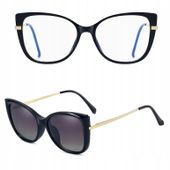 DAMSKIE Okulary 2w1 CLIP-ON Zerówki do KOMPUTERA +NAKŁADKA PRZECIWSŁONECZNA