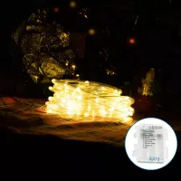 Wężyk LED Φ5mm 10m 100 ciepłych białych diod na baterie z 8 funkcjami praktyczny i efektowny
