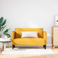 Sofa dwuosobowa Jasnożółta 109 cm Tkanina sztruksowa